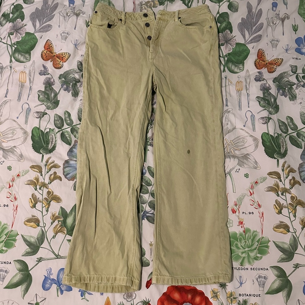 High-waisted Yellow Cotton Jeans